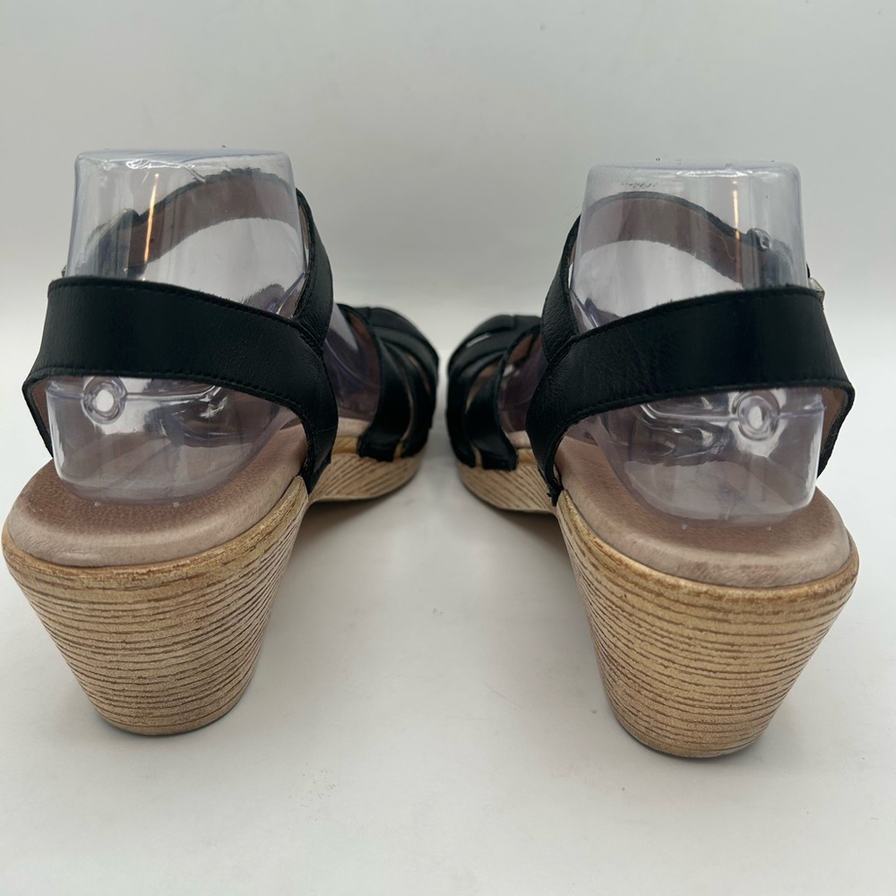 Dansko Milly Fisherman Woven Sandal in Black Leather, wood like soul size 39 - Picture 6 of 10